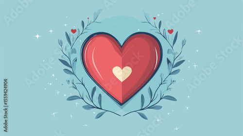 Feminine Heart Protector Flat Vector Illustration
