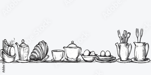 Hand-drawn breakfast scene