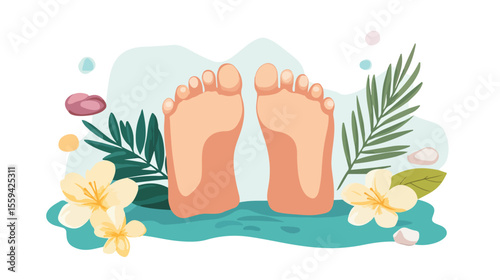 Barefoot Icon on White Background, Spa Center Concept