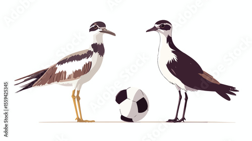 Soccer Ball and Southern Lapwing Profile Look Image