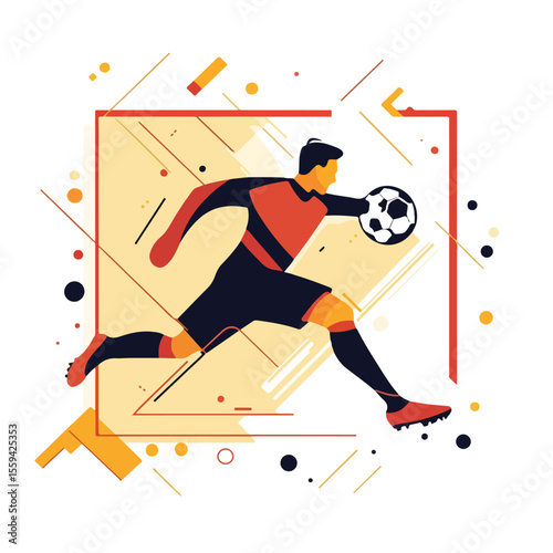 Dynamic Football Flat Vector Illustration for Sports Enthusiasts