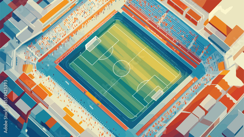 Soccer Sport Poster with Balloon in Stadium