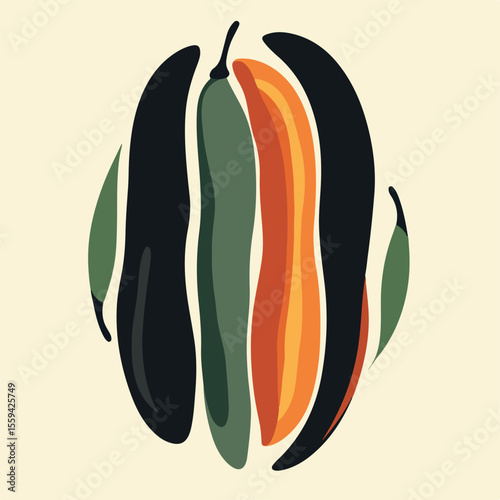 Four Beans Flat Vector Illustration