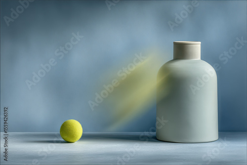 minimalist studio photograph of bottle football placed on left side of frame