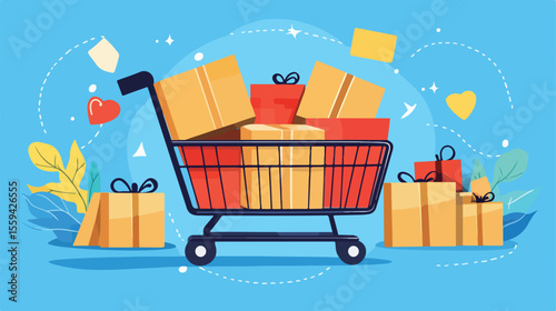 Free Shipping Flat Vector Illustration