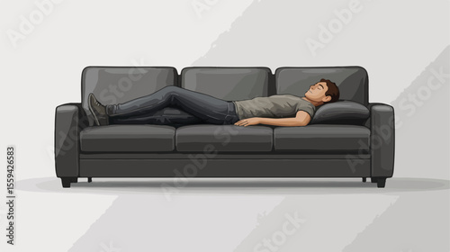 3D Man Sleeping on Sofa - Relaxation at Home Concept