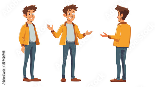 French Man Speaking Flat Vector Illustration