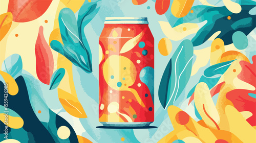 Refreshing Soda Can Flat Vector Illustration
