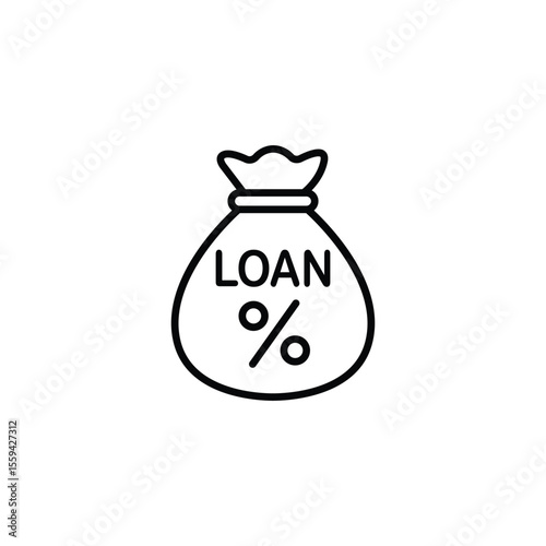 Simple loan bag icon, depicting finance and banking concepts.