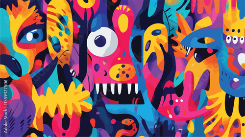 Fun Fair Carnival Flat Vector Illustration Center