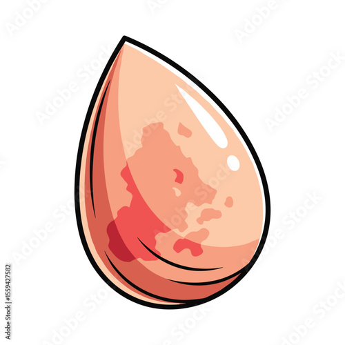 Abstract Peach Seed Icon with Vibrant Color and Bold Outline Illustration Isolated Art