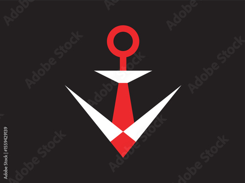 Minimalist Geometric Anchor with Triangular Flukes Nautical Symbol on Black Background