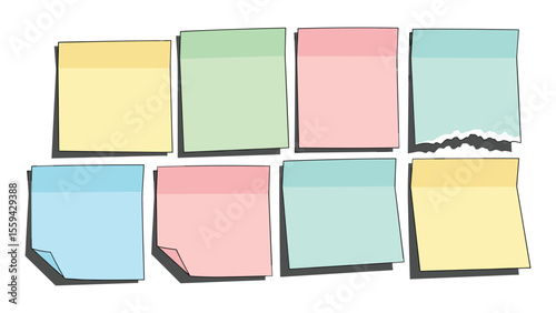 Colorful sticky notes vector illustration for reminders and creative ideas design element