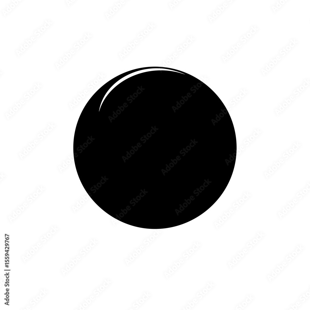 A solitary sphere with a curved highlight presented against a plain canvas creating a minimalist image art
