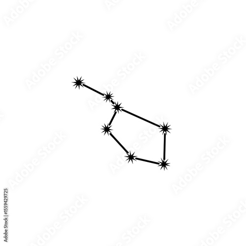 Illustration of a constellation pattern with connected star shapes forming a celestial design view