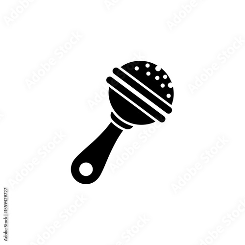 Isolated graphic of a baby rattle toy with a spherical head and a handle design element vector art