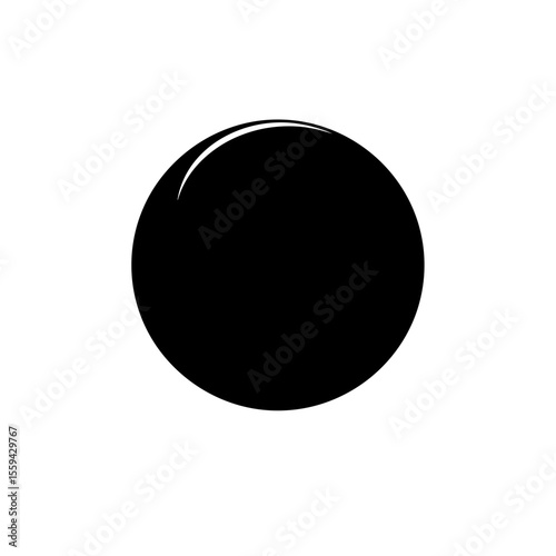 A solitary sphere with a curved highlight presented against a plain canvas creating a minimalist image art