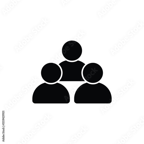 Simple icon of three people symbolizing teamwork.