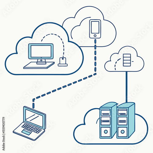 Cloud computing flat vector