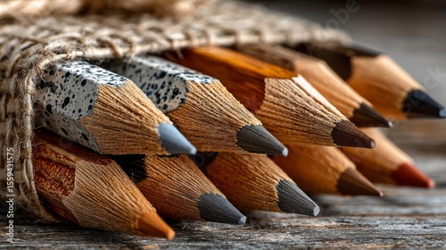 Wallpaper Mural Beautifully Arranged Colored Pencils with Natural Wood and Textured Tips Torontodigital.ca