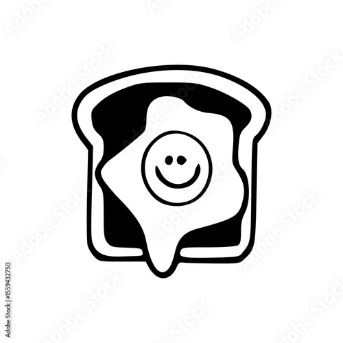 happy fried egg on toast vector