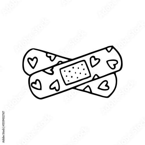 love and healing adhesive plasters illustration