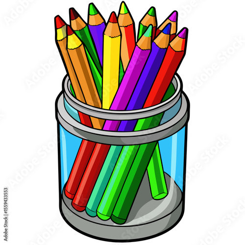 colored pencils in a cup