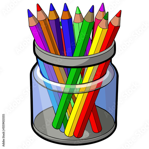 colored pencils in a cup