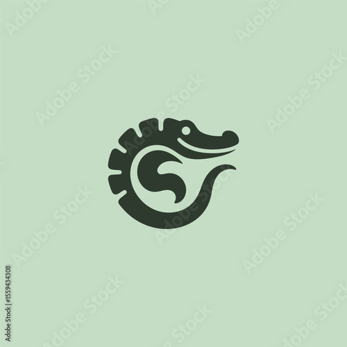 Crocodile logo in bold and clean silhouette design.