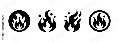 Collection of Fire Icons on white background