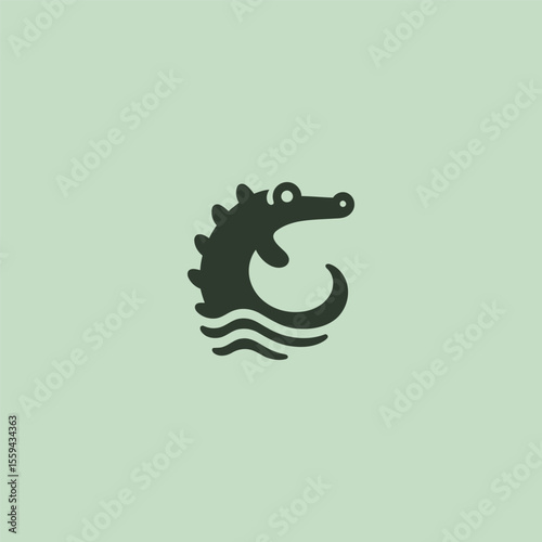 Crocodile logo in bold and clean silhouette design.