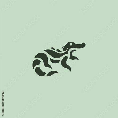 Crocodile logo in bold and clean silhouette design.