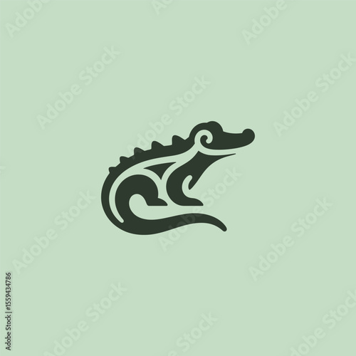 Crocodile logo in bold and clean silhouette design.