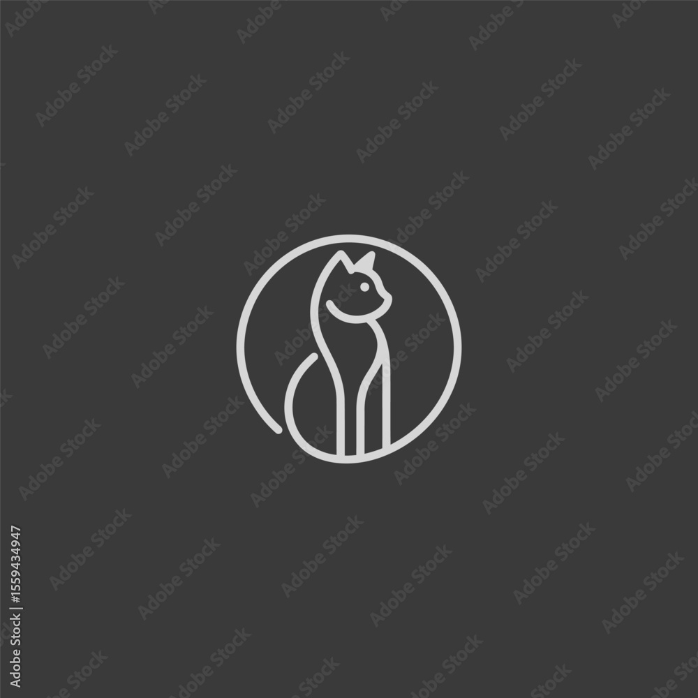 Fototapeta premium Cat logo in simple and minimalist line art style.