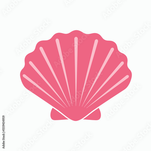 A pink fanshaped seashell illustration against a white background
