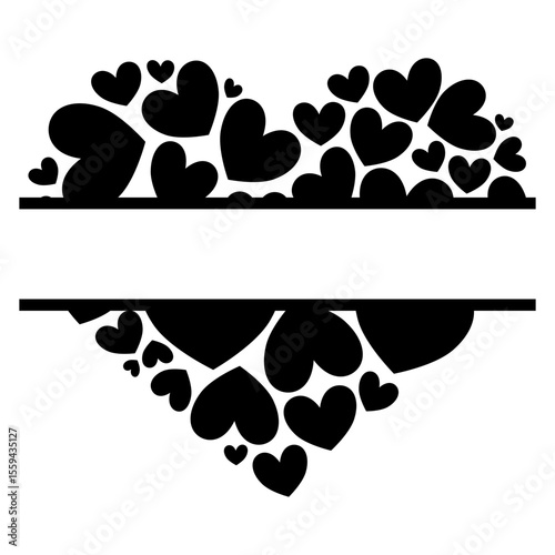 Heart Border Frame with Love Silhouette Design - Vector Illustration