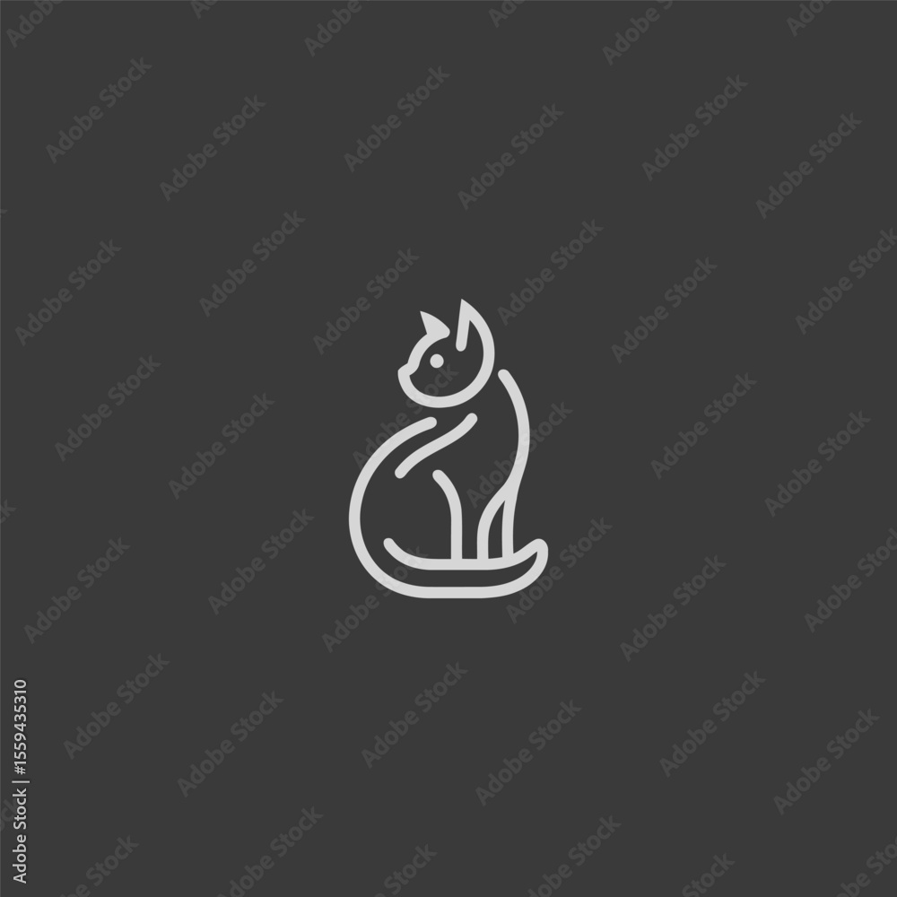 Fototapeta premium Cat logo in simple and minimalist line art style.