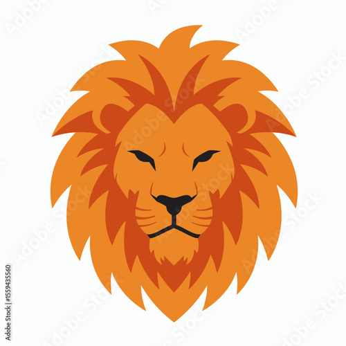 A stylized orange lions head with a full mane depicted as a graphic logo or icon