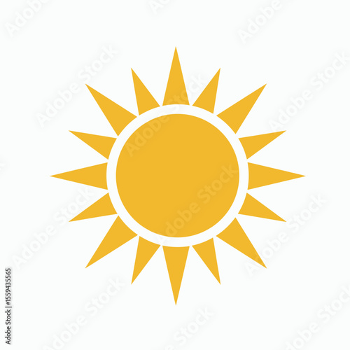 A stylized yellow sun icon with triangular rays on a white background