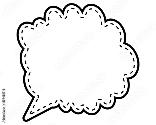 シンプルな点線付き吹き出し　雲形