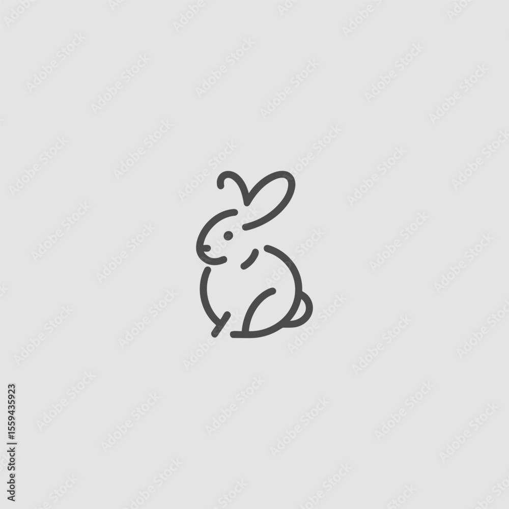 Fototapeta premium Rabbit logo in smooth and simple line art illustration.