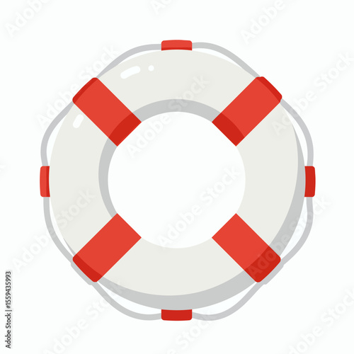 An illustrated red and white lifebuoy