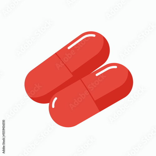 Two red medical capsules