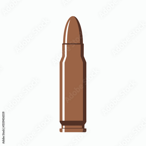 Upright rifle bullet cartridge illustrated in brown tones with highlights on a white background