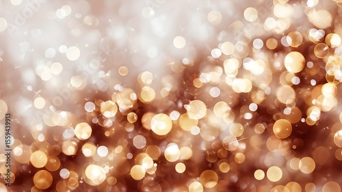 Radiant light dancing in a symphony of gold and white, creating a magical atmosphere with shimmering bokeh effects that evokes warmth and festivity