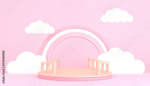 A space for displaying products with bridge decorations in a cute atmosphere.