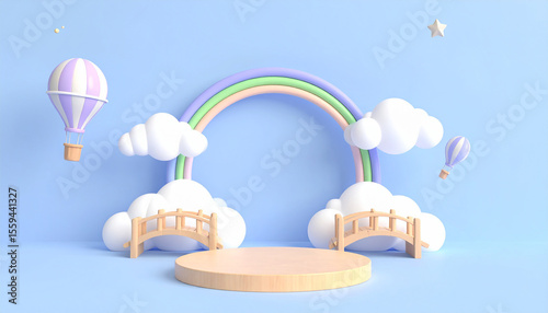 A space for displaying products with bridge decorations in a cute atmosphere.