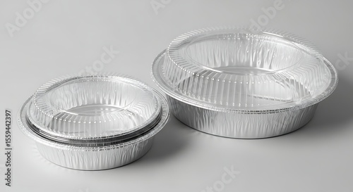 Two aluminum foil containers with plastic lids, showcasing food storage solutions