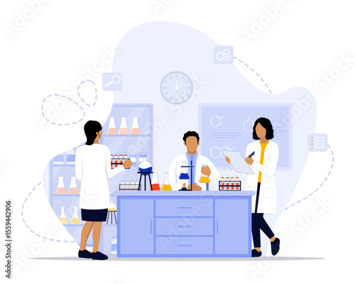 Laboratory concept illustration. Suitable for landing page, ui, web, App intro card, editorial, flyer, and banner.