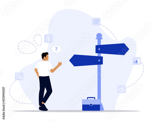 Business decisions concept illustration. Suitable for landing page, ui, web, App intro card, editorial, flyer, and banner.